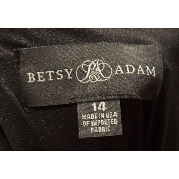 Betsy & Adam "CHRISTINE" SCUBA CREPE RUFFLED BOW GOWN in Black NWT Size 14 - Picture 6 of 6